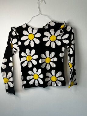 Fábula Blouse (Kids Sz 10) with Pixel Flower Design and Ruffles at Shoulders